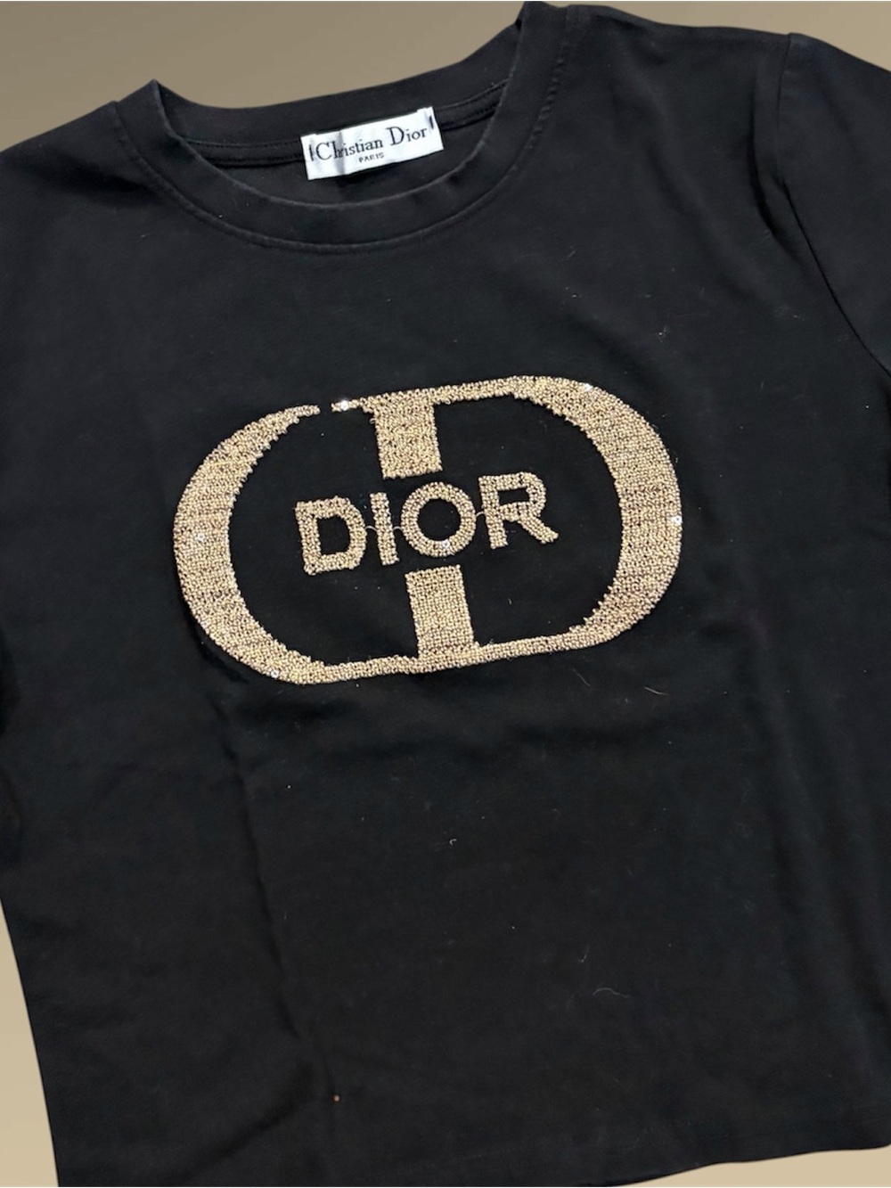 Christian Dior crop t-shirt embellished CD logo